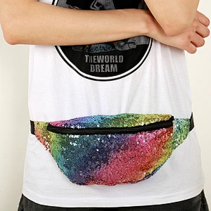 Mermaid Colorful Sequin Women'S Bag, Sports Leisure Waist Bag, Multi-Function Large Capacity Waist Bag Wholesale