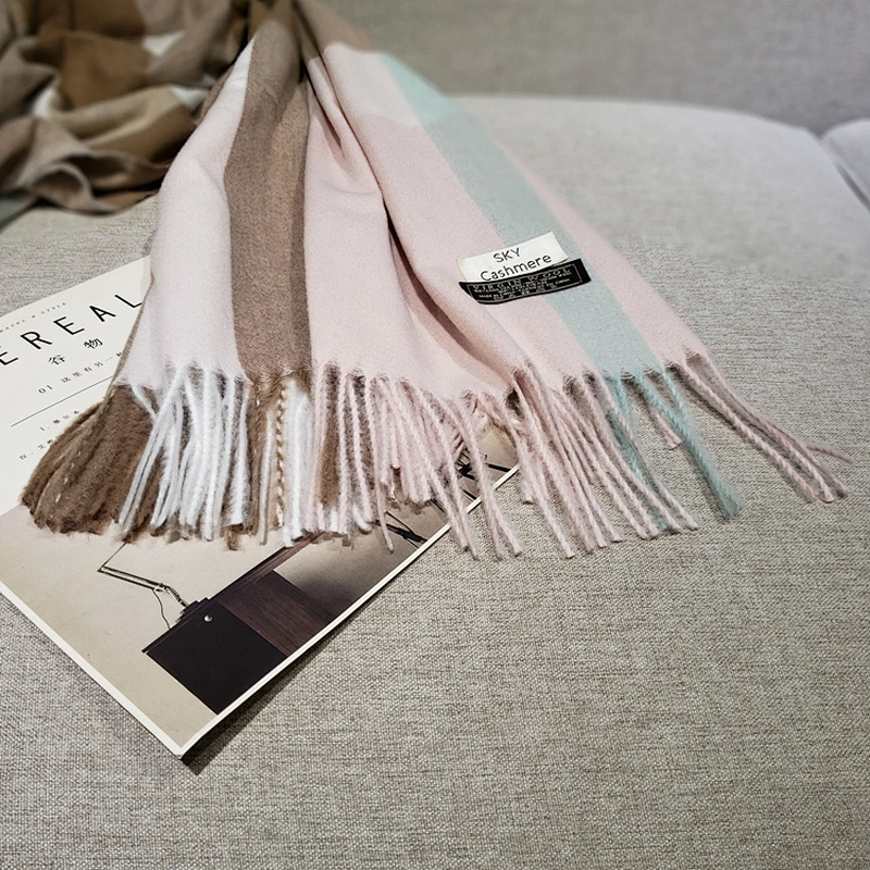 Ladies Scarf New Autumn Winter Tassel Shawl Scarf Korean Version Large Plaid Solid Color Cashmere Scarf