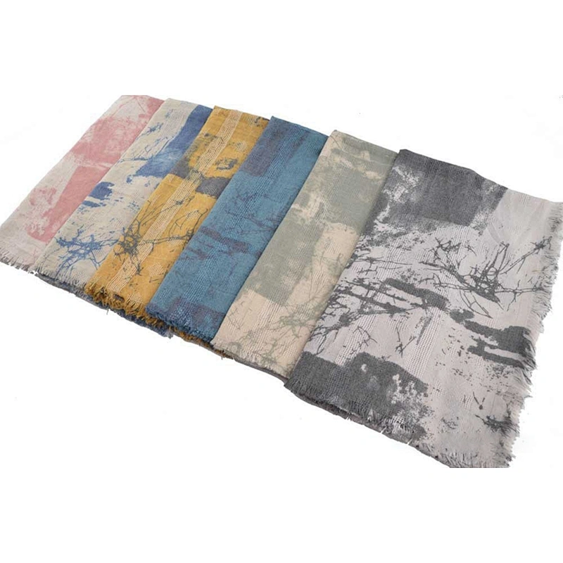 Spring Autumn Korean Style Pastoral Ink Painting Graffiti Printing Shawl Scarf For Ladies Cotton And Linen Beach Shawl