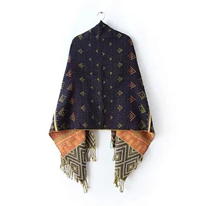 New autumn winter ethnic style jacquard cashmere tassel scarf women's casual all-match scarf shawl