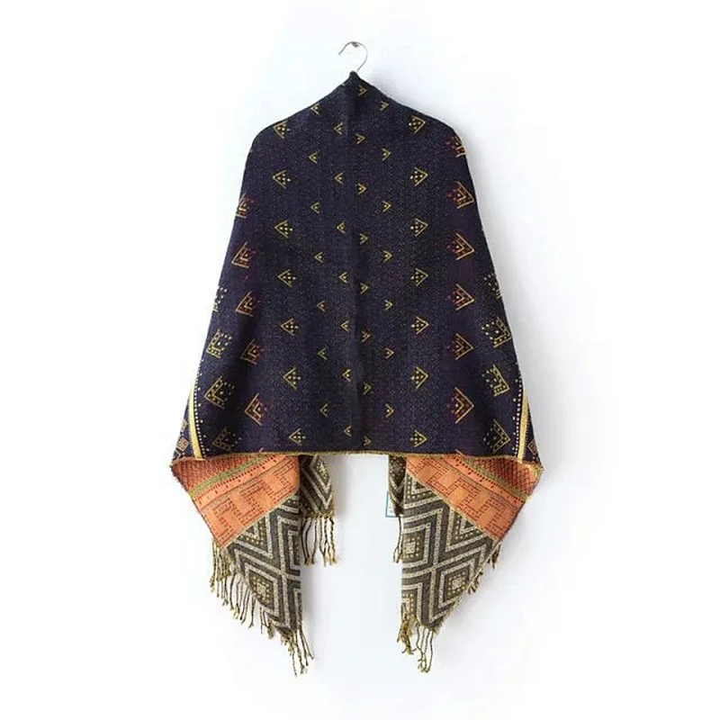 New autumn winter ethnic style jacquard cashmere tassel scarf women's casual all-match scarf shawl