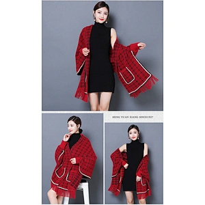 New Style Shawl Scarf Tassel With Sleeve Mink Velvet Thick Cloak Red Cheongsam Wedding Outer Coat Women Shawls