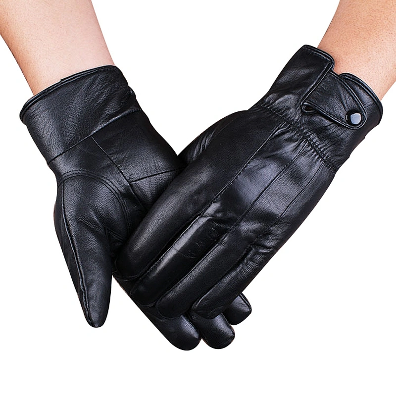 New Autumn Winter Cycling Leather Gloves Windproof Outdoor Cycling Motorcycle Warm  Cashmere Men'S Leather Gloves Wholesale