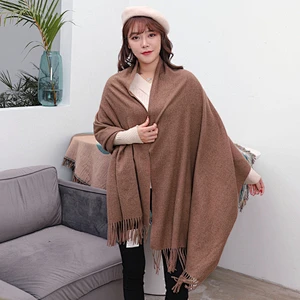 Wool Spinning Scarf Women Winter Thick Warm Red Shawl Scarf Pure Color Men Wool Cashmere Scarf