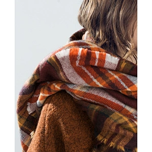 Plaid Scarf Women'S Autumn Winter Thick Brand Square Scarf Literary Elegant Soft Wide Shawl