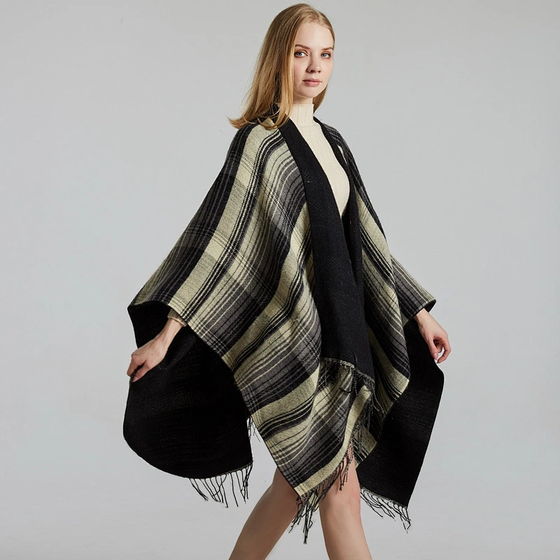 Factory Direct Scottish Classic Color Plaid Shawl Cloak Cashmere Tassels Thick Warm Shawl