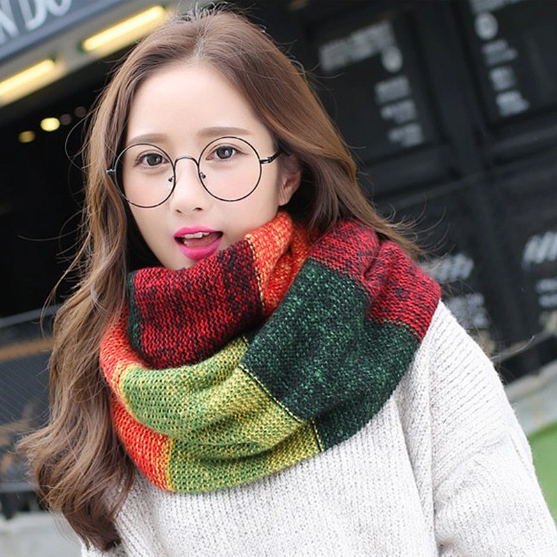 Hot Style Autumn Winter Knit Pullover Collar Female Korean Version Super Long Gradient Color Warm Collar Scarf