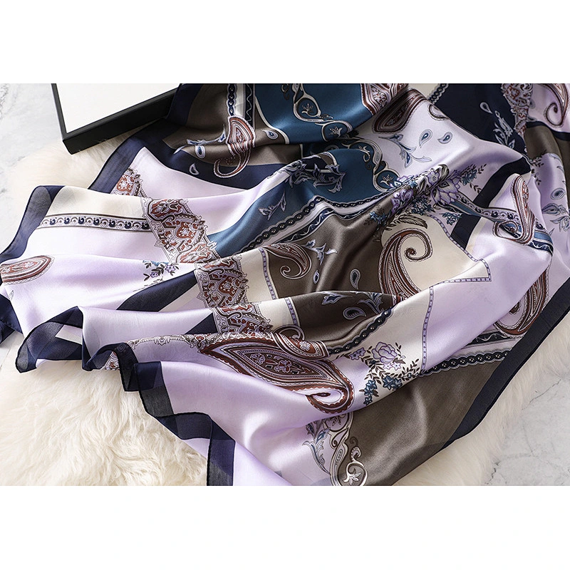 New sunscreen silk scarf simulation silk scarf female cashew printed long shawl scarf large beach towel