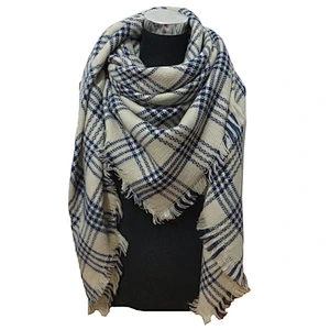Plaid Scarf Female Tassels Warm Striped Shawl European American Popular Square Scarf