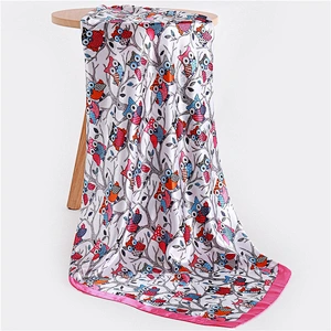 Cartoon animal scarves female 90cm large square scarf spring and summer wild shawl owl decorative head scarf autumn and winter s