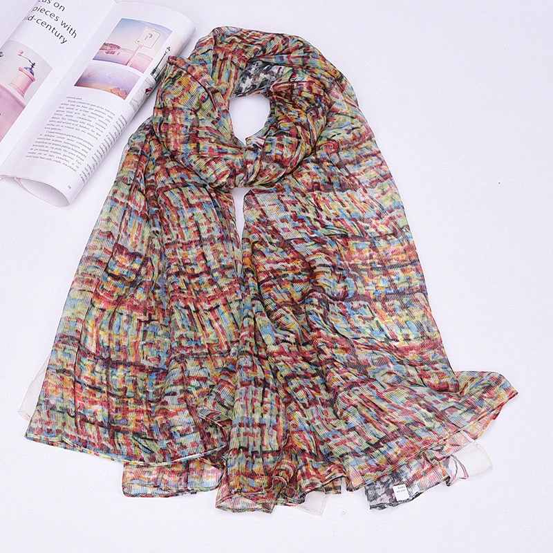 Manufacturer wholesale new big silk scarf printing simulation silk scarf travel sunscreen female beach shawl