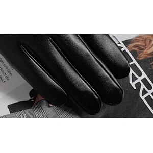 Student Korean Cute Women Leather Gloves Keep Warm Plus Velvet Thicken Touch Screen Outdoor Cycling Driving Winter Gloves