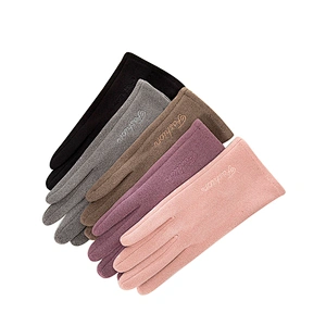 Fashionable Ladies' Embroidered Gloves Touch Screen Suede Comfortable Warm Cute Slender Gloves