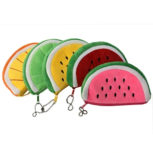 Korean cartoon fruit plush coin purse semi-circular key case watermelon cute bag wholesale