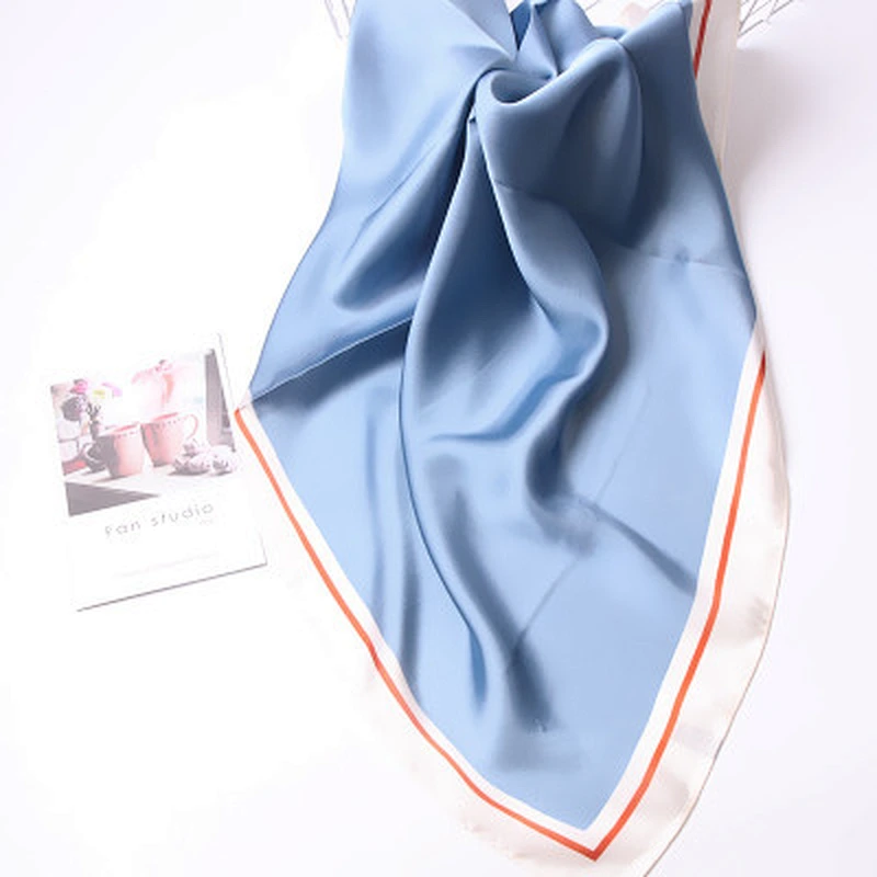 Monochrome female hair bundle hair wrap head wrist professional scarf small square silk stripe scarf