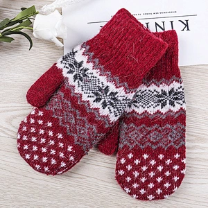 Winter Women Knitted Gloves Christmas Fashion Full Finger Mittens Female Soft Knit Gloves