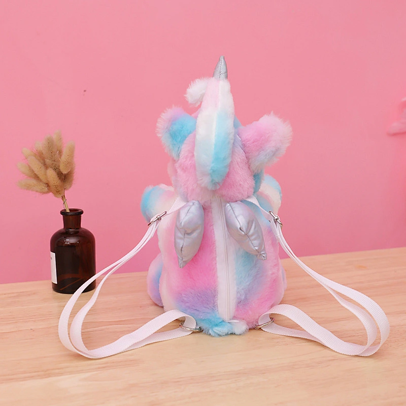 New cute colorful unicorn plush backpack doll pony shoulder bag children snack bag wholesale spot