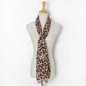 2021 New Korean Version Long Leopard Scarf European American Leopard Print Scarf Wholesale Chiffon Scarf