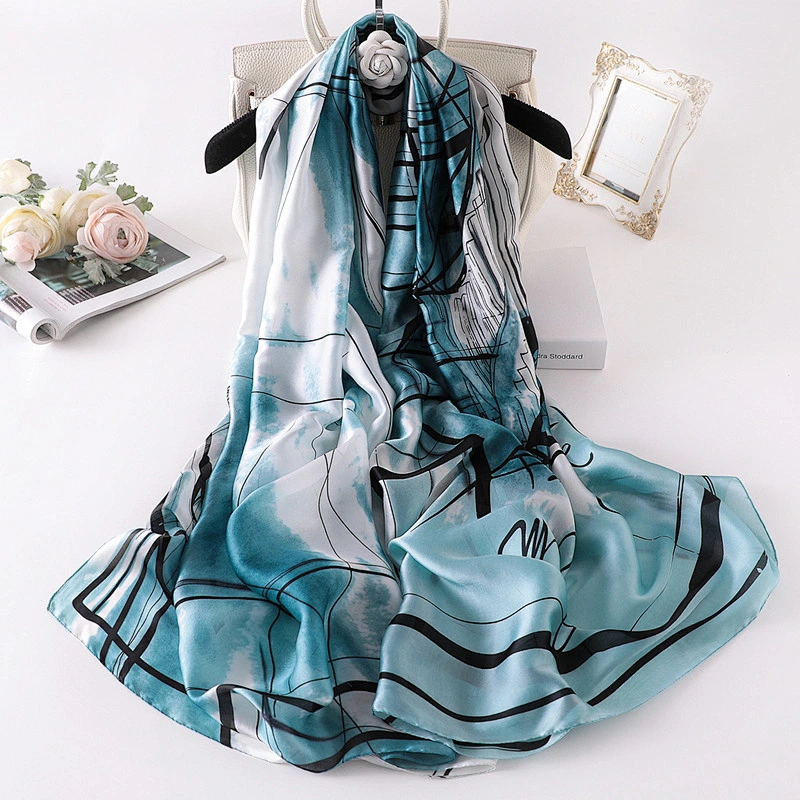 Factory supply new simulation silk scarf fashionable flowers beach sunscreen beach towel air conditioning shawl scarf female
