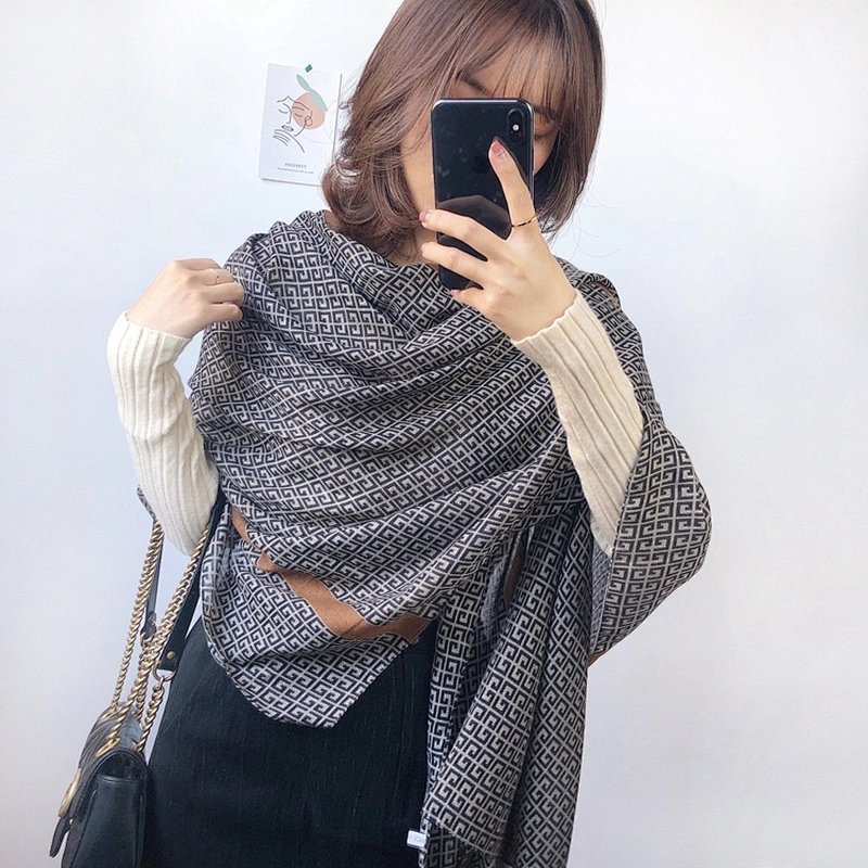 Spring 2020 New Style Geometric Pattern Fashion Messy Linen Long Scarf Cotton And Linen Shawl Scarf For Women