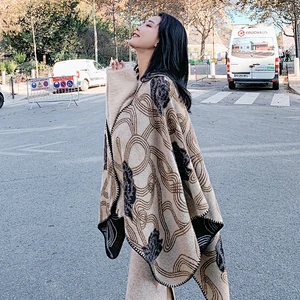 Double-Sided Cloak-Style Korean Version Dual-Use Women's Warmth Thickened National Style Outside Shawl Scarf