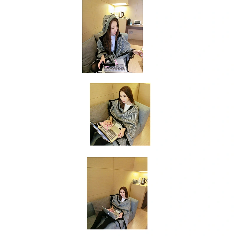 Ladies Shawls Autumn Winter New Cashmere Scarf Korean Style Wild Hooded Cloak Thick Coat Shawl