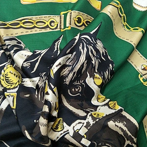New Hot Sale 130*130cm Chain Horse Pattern Twill Silk Scarf Travel Vacation Sunscreen Shawl