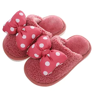 Winter Warm Cute Parent-Child Shoes Plush Children Cotton Slippers For Kids Baby Boys Girls Indoor Furry Slippers