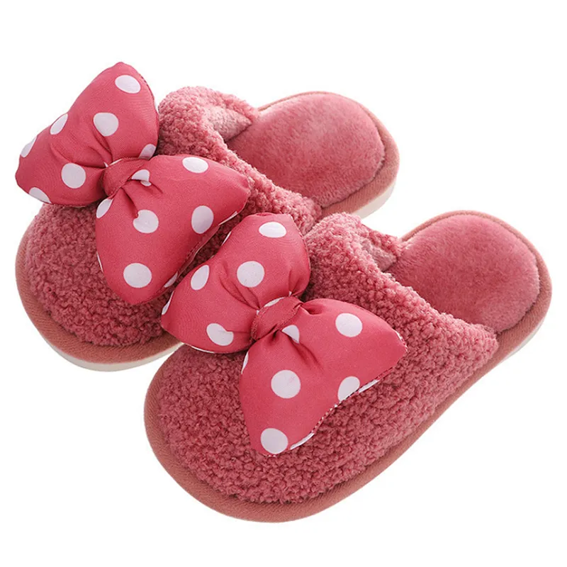 Winter Warm Cute Parent-Child Shoes Plush Children Cotton Slippers For Kids Baby Boys Girls Indoor Furry Slippers