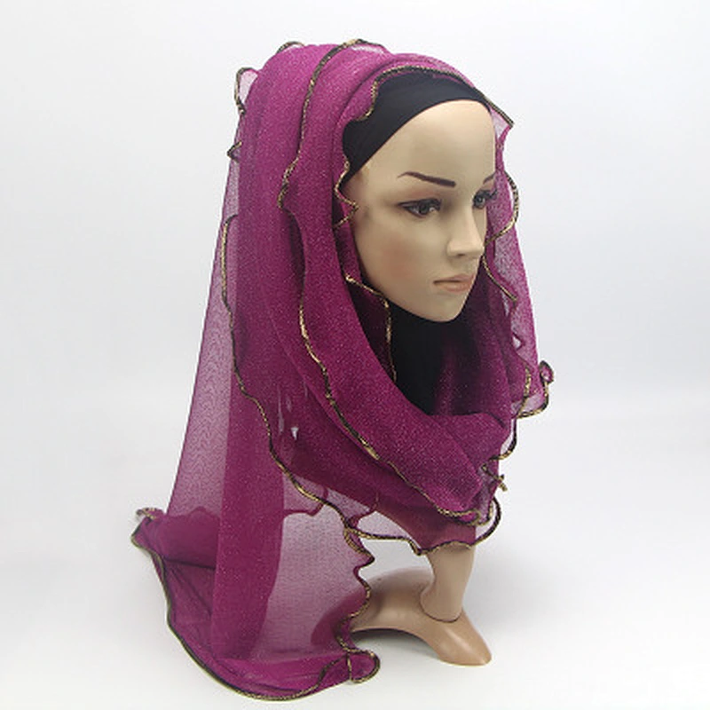 Gold thread covered sunscreen scarf shawl women headscarves fashion blended scarf muslim turban hijab