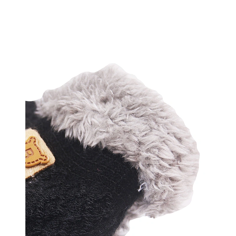 Winter Children'S Gloves Knitted Warm Velvet Thicken Gloves Baby Cute Bear Mittens Finger Lanyard Gloves