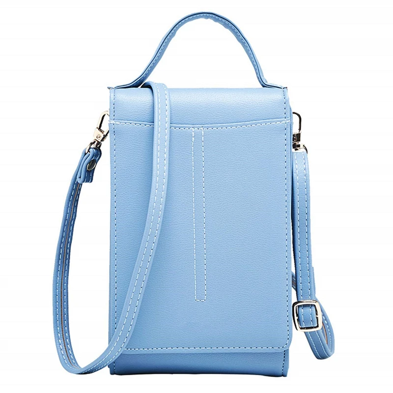Simple Style Women PU Leather Crossbody Cell Phone Bag with Shoulder Strap Magnetic Button