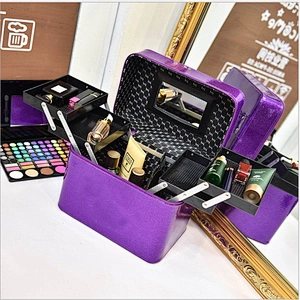 Portable Cosmetic Box Waterproof Toiletries Organizer, Professional PVC Travel Cosmetic Organizer Makeup Brush Case
