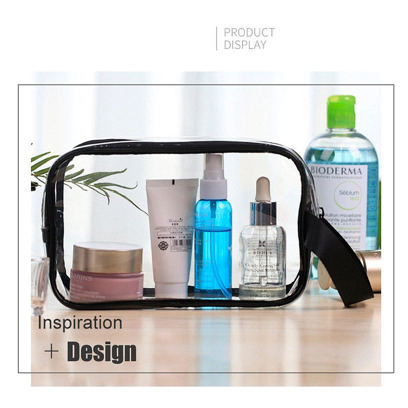 Custom Women Clear Matte Makeup Organizer Pouches Tote Travel Bags Transparent PVC Cosmetic Bag