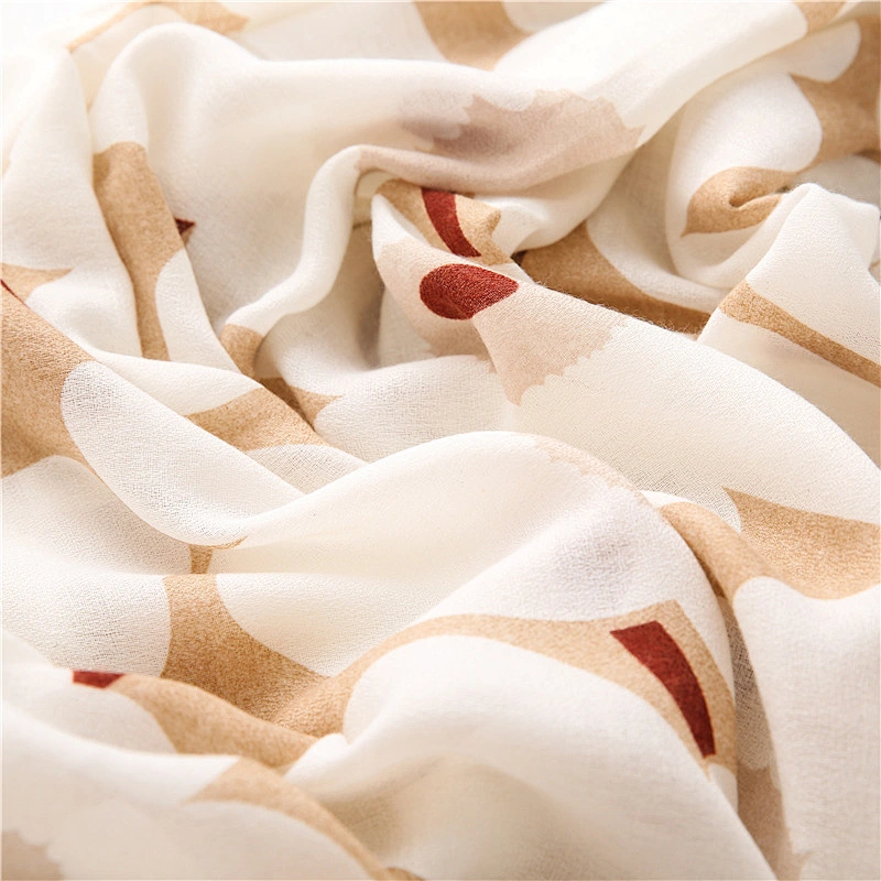 Cotton And Linen Feel Scarf Women Autumn White Flowers Wild Silk Scarf Shawl Dual-Use Thin Keep Warm Scarves