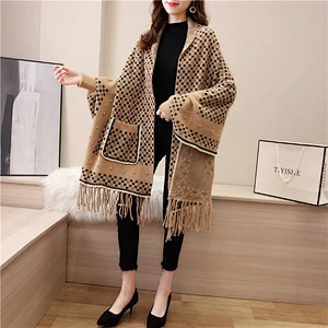 2020 New Style Mink Wool Cape Cloak Women Coat Autumn Winter Outdoor Fashion Western Cardigan Shawl With Sleeve