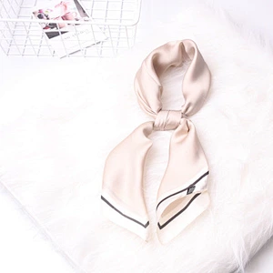 Monochrome female hair bundle hair wrap head wrist professional scarf small square silk stripe scarf