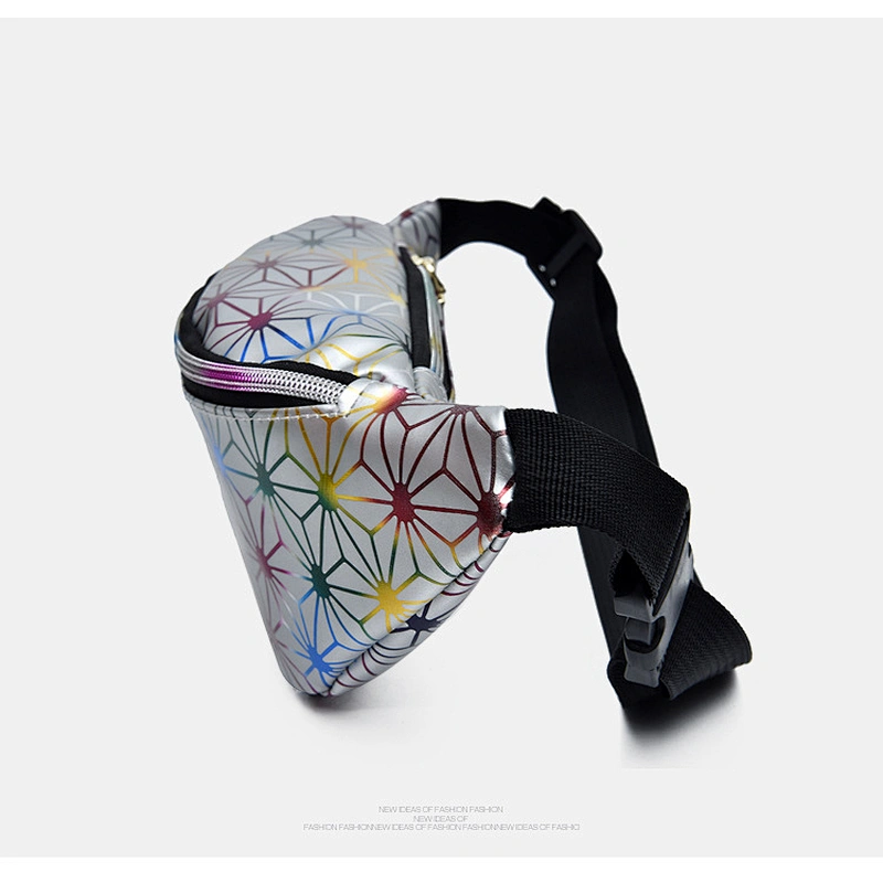Geometric Wholesale Waterproof Glitter Shiny Women Custom PU Bum Bag Girls Hologram Waist Bag Holographic Fanny Pack