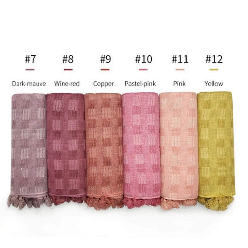 New autumn gold thread woven lattice muslim cotton tassel scarf women hijab