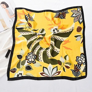 Folk-Custom Style Totem Silk Scarf Thin Small Square Scarf Female Fashion Retro Decoration Summer Silk Scarf