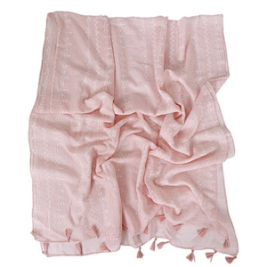 Muslim female sunscreen scarf plain weave tassel cotton printed jacquard scarf