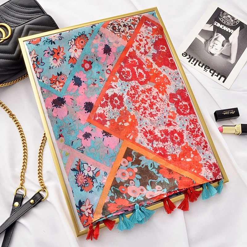 New Spring Summer Thin Ethnic Style Cotton Linen Scarf Oversized Shawl Seaside Sunscreen Scarf