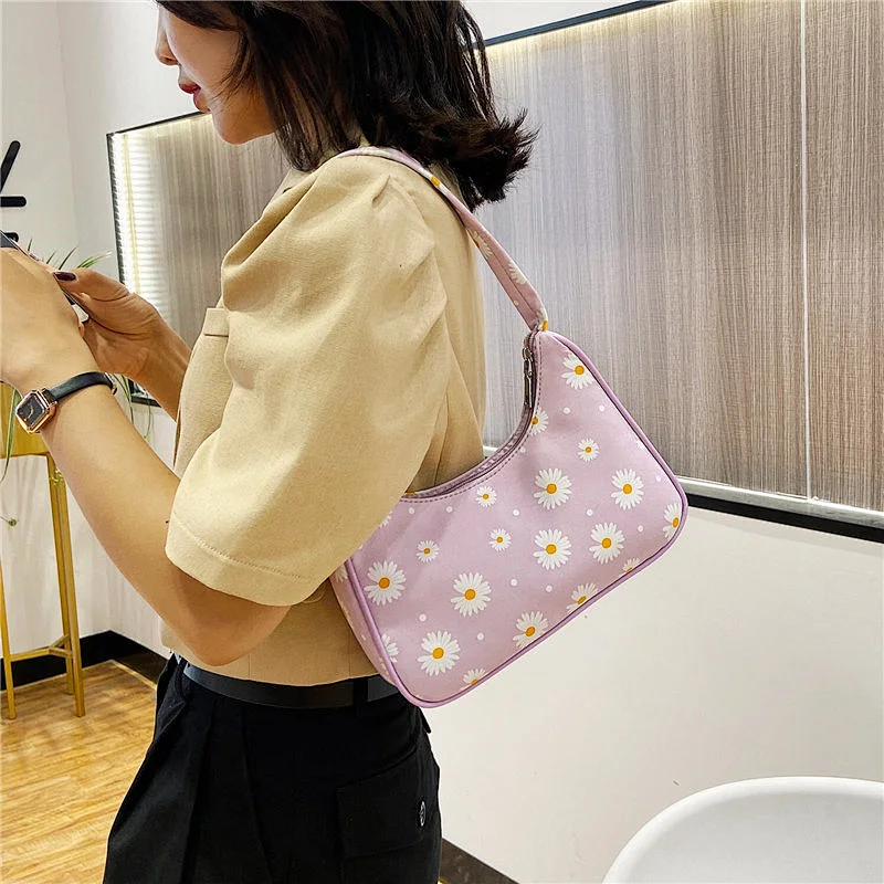Wholesale Mini Crossbody Bag Amazon Shoulder Bag Women Fashion Nylon Printed Daisy Underarm Bag