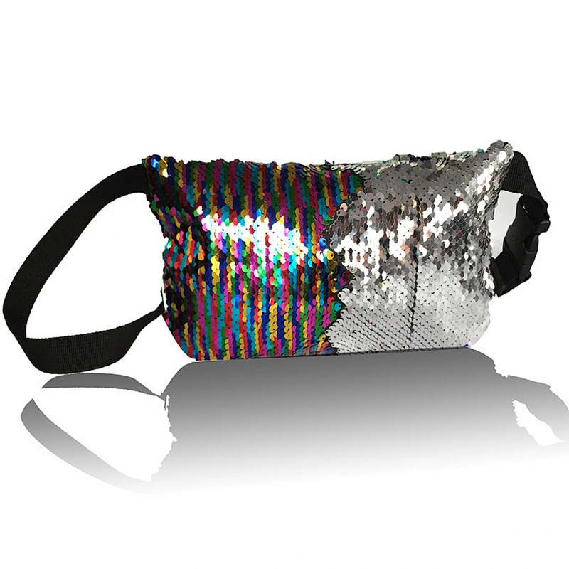 Sequined Waist Bag Europe America Women'S Sequin Waist Bag Mermaid Color Change Sequin Sports Waist Bag