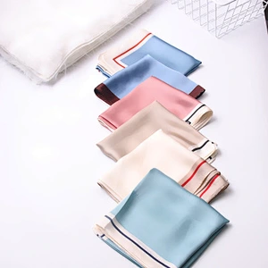 Monochrome female hair bundle hair wrap head wrist professional scarf small square silk stripe scarf