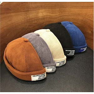 Wholesale Custom Brimless Hat Solid Baseball Cap Mens Fleece Brimless Landlord Hat