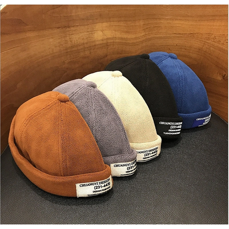 Wholesale Custom Brimless Hat Solid Baseball Cap Mens Fleece Brimless Landlord Hat