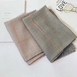 Small plaid scarf female spring and summer cotton and linen tulle beach towel sunscreen shawl scarf