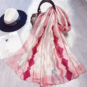 Wholesale New Design Fashion Digital Printed Woman Silk Scarf Geometric Silk Oversized Travel Decoration Shawl