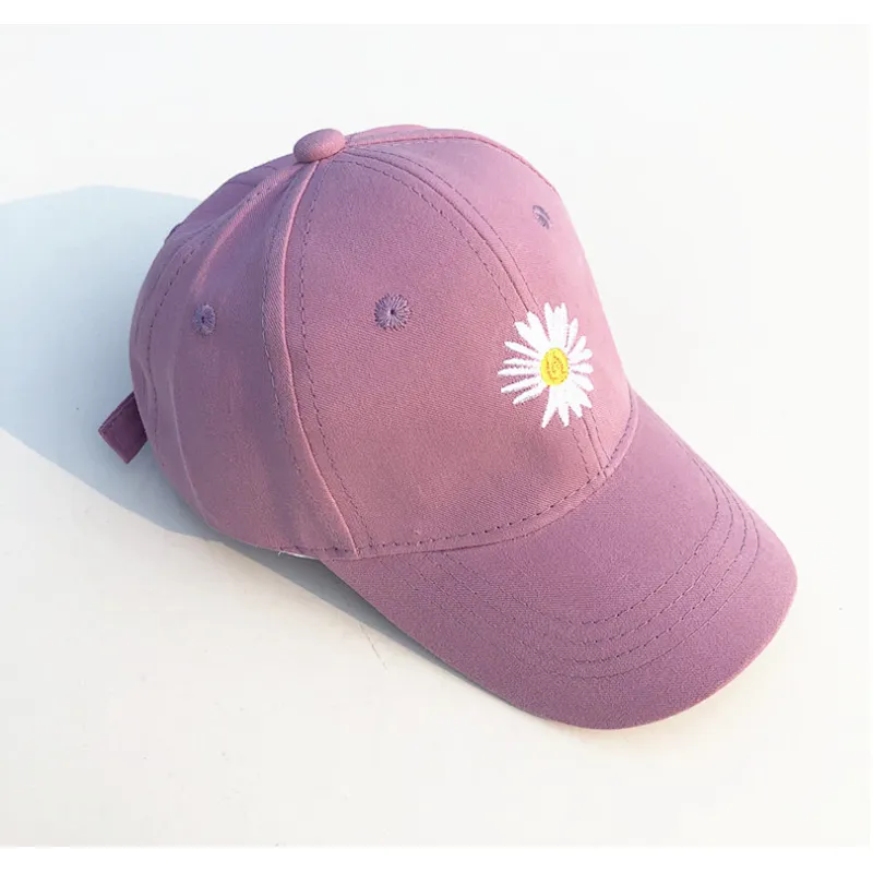 Korean Star Popular Women Girls Kids Daisy Embroidery Baseball Cap Outdoor Sun Block Cap